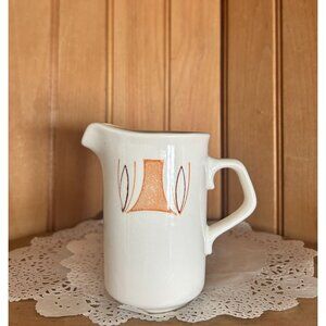 Vintage Mid Century Modern Ceramic Creamer Pitcher Abstract Orange Amber Design